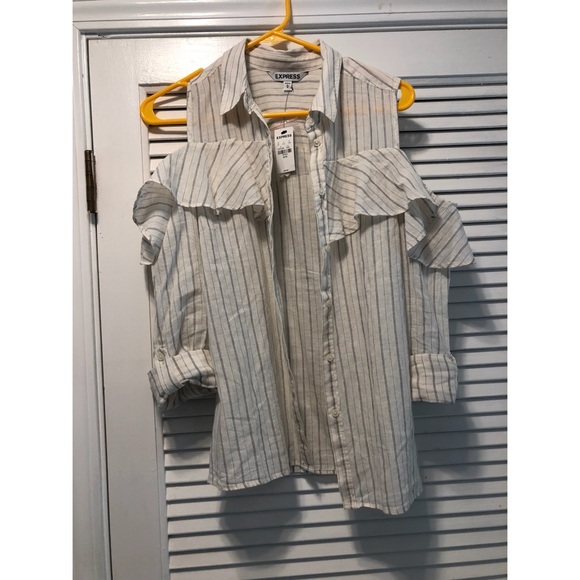 Express cold shoulder button down - Picture 3 of 5
